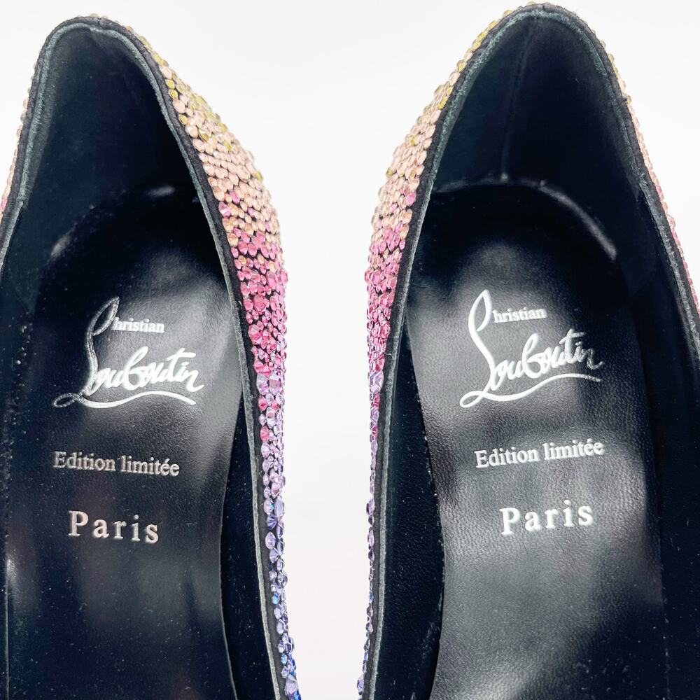 New Christian Louboutin Condora Strass Rainbow Crystal 100 Stiletto Heels EU 36 - Picture 9 of 13